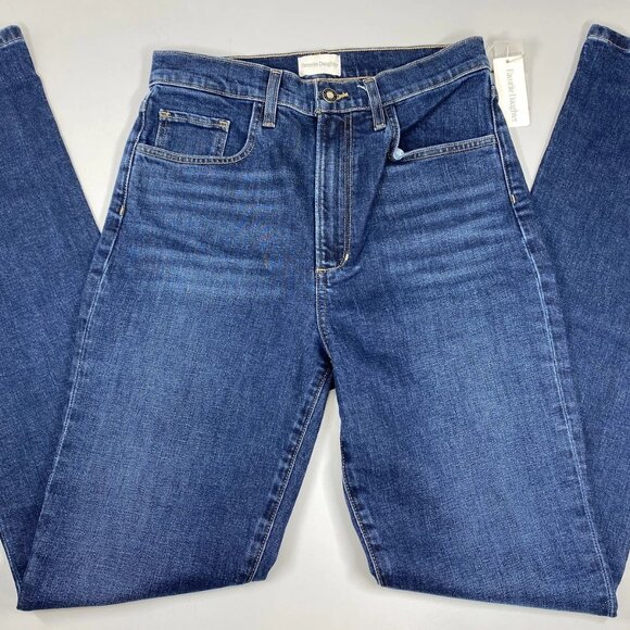 NEW FAVORITE DAUGHTER Valentina High Rise Mini Boot Jeans Size 28 Dark Blue - Picture 1 of 15